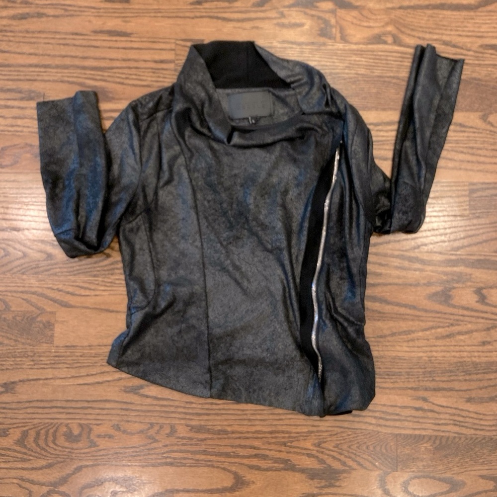 Collection by Cezele black motorcycle Moto Jacket Women's L LA boutique brand